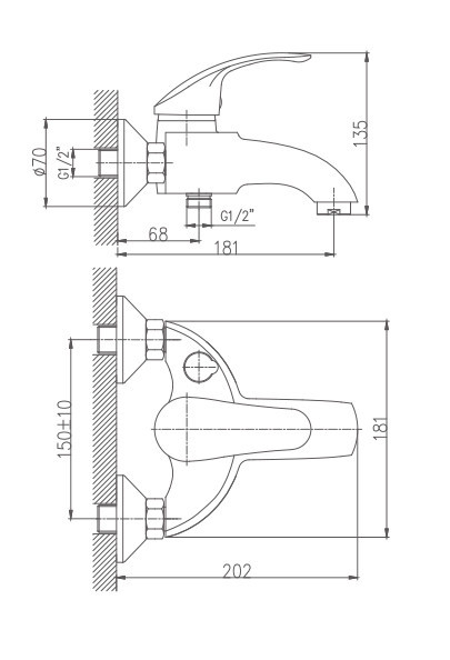 Смеситель для ванны Haiba HB3221 (латунь) хром