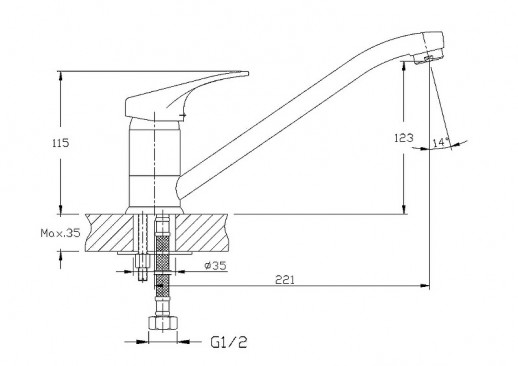 Однорычажный смеситель для кухни Haiba HB4813 с поворотным изливом (латунь) хром