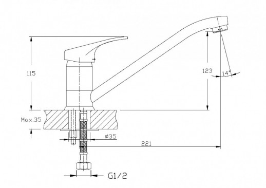 Однорычажный смеситель для кухни Haiba HB4813 с поворотным изливом (латунь) хром