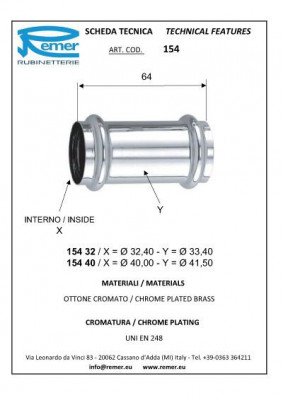 Муфта универсальная Remer RR 154 d 32 хром