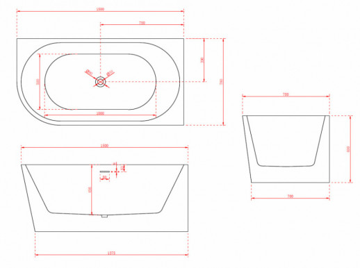 Акриловая ванна ABBER AB9257-1.5 R