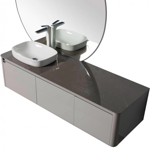 Тумба с раковиной Black&White Universe U915.1600L 160 L 9151600 подвесная Glossy light grey