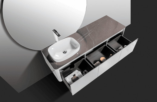 Тумба с раковиной Black&White Universe U915.1600L 160 L 9151600 подвесная Glossy light grey