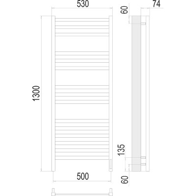 Полотенцесушитель электрический Terminus Енисей П15 500x1300 R 4670078526274 хром лесенка