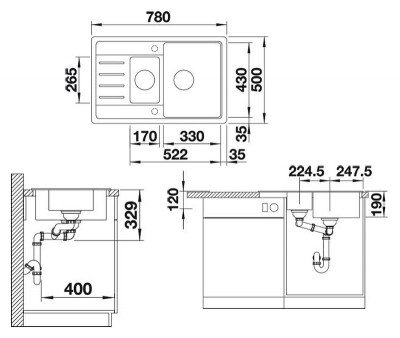Мойка для кухни Blanco Legra 6 S Compact 521304 белая ис-ный камень прямоугольная