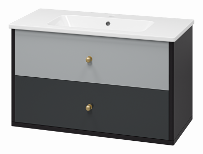 Тумба Brevita Кристиан 100 968x455x567 черный, серый (Кри-06100-01-012Я) с раковиной