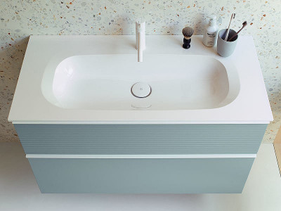 Тумба с раковиной Burgbad Fiumo 120 SFXN122F3957FOT55G0223C0001*1 подвесная Eisblau Softmatt