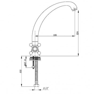 KorDi Black Line Edition KD 1004L - F04 Black/Chrome смеситель для кухни, черный матовый