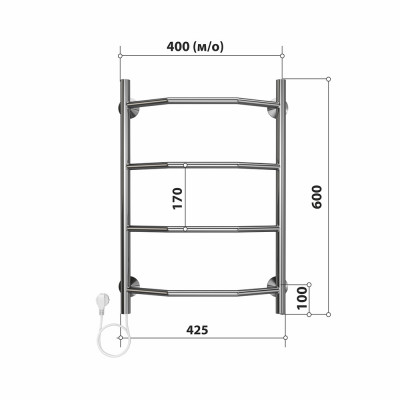 Полотенцесушитель электрический Stelmix 60x40 см, трапеция