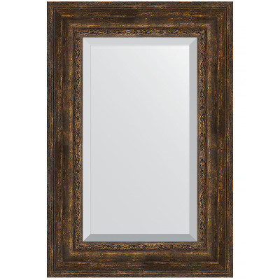 Зеркало настенное Evoform Exclusive 92х62 BY 3430 с фацетом в багетной раме Состаренное дерево с орнаментом 120 мм