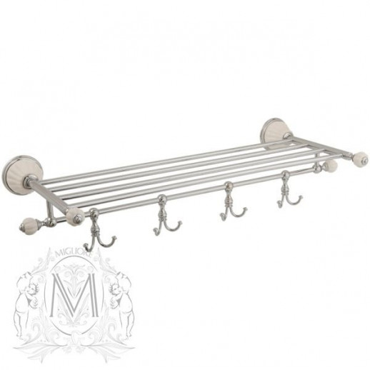 MIGLIORE Olivia 17496 полка-держатель для полотенец с четырьмя крючками 60 см, хром