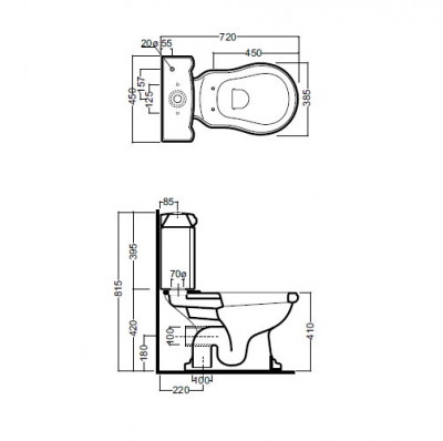 KERASAN Retro 1081nero/lucido бачок для унитаза моноблок, черный глянцевый