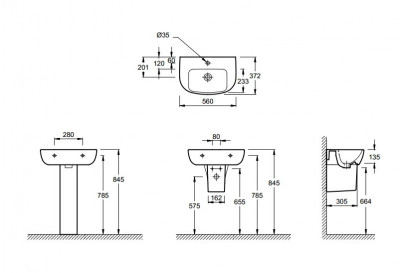JACOB DELAFON Odeon Up E4755G-00 раковина 56 см х 37 см, белая