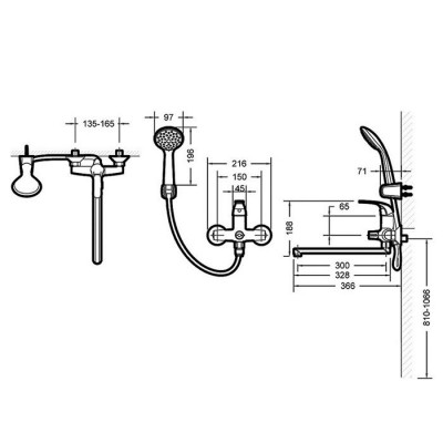 Bravat Fit F6135188CP-LB-RUS смеситель для ванны с душем, хром