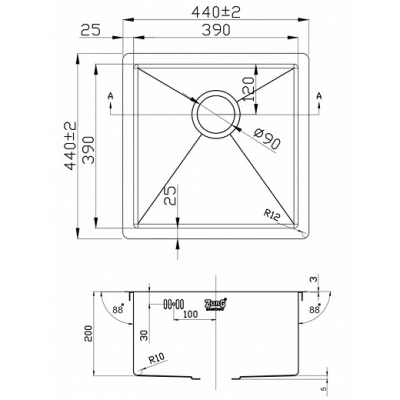 Zorg Inox PVD 4444 GRAFIT кухонная мойка, графит
