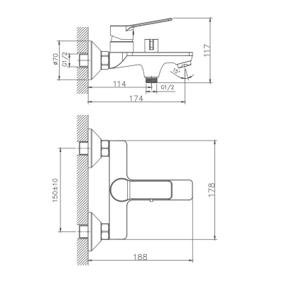 Смеситель для ванны Maretti Viola VA22RF572, хром