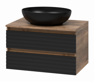 Тумба под раковину подвесная Brevita Dakota 700x480x425 черный, темное дерево (DAK-09070-19/02-2Я)