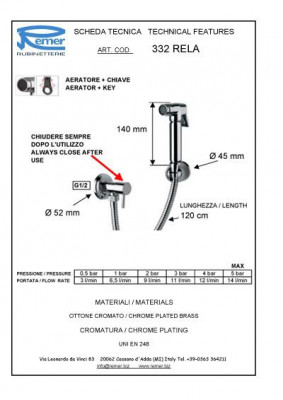 Набор Remer MINIMAL RR 332 RELA (лейка, шланг, кран), хром