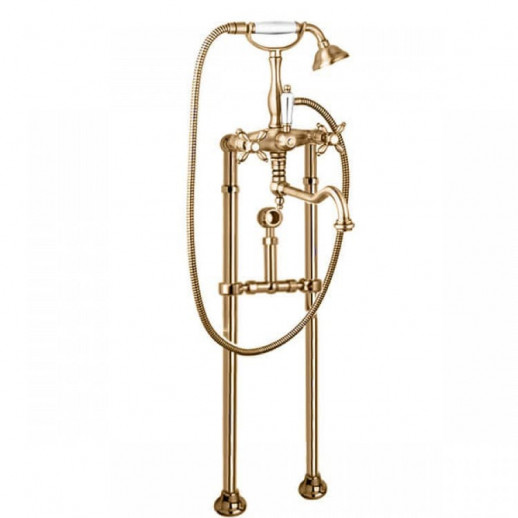 Напольный смеситель для ванны с кронштейном для слива-перелива CEZARES NOSTALGIA-VDPS2-02-Bi