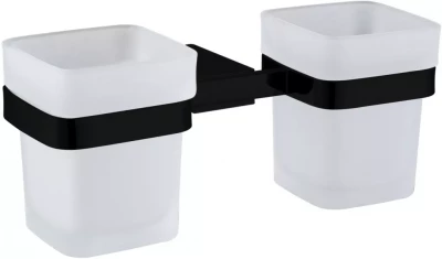 Стакан настенный для ванной Allen Brau Infinity двойной, белый/черный матовый (6.21003-31)