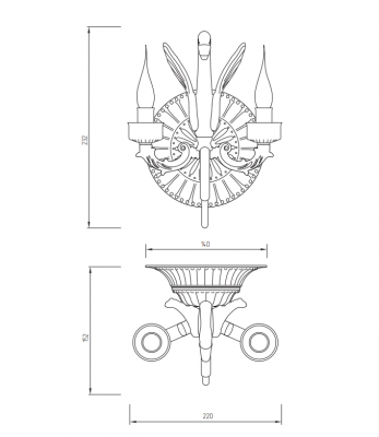 MIGLIORE Luxor 26156 светильник настенный двойной (большая розетка), золото