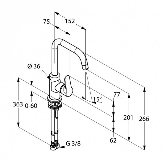 Смеситель для раковины (высокий) KLUDI Objekta хром 320240575