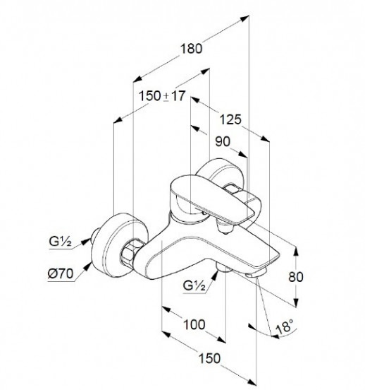 Смеситель для ванны KLUDI Pure & Solid хром 346810575