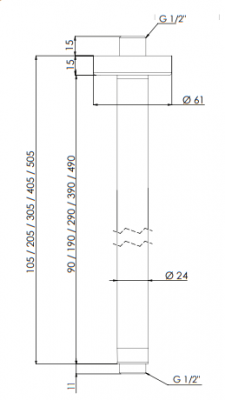 Remer SHOWER 347 N ½" для душевой головки, с отражателем L=40cm, хром