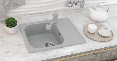 Кухонная мойка Ulgran Classic U-202-302 прямоугольная 640х490х190 одна чаша с правым крылом песочная