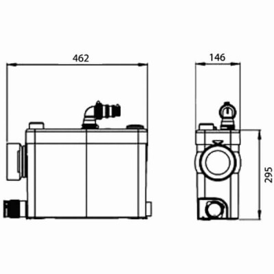 Насос-измельчитель SFA SANIPACK, 220 В, 400Вт, Тмакс. +50°C (подвесной унитаз, умывальник, душ, биде)