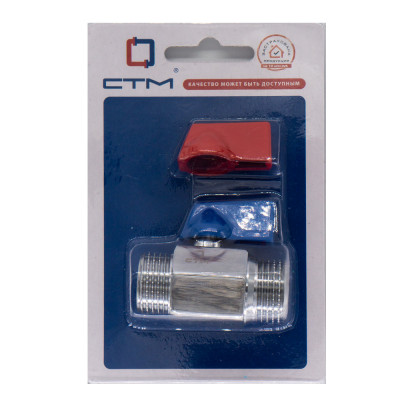хромированный минишаровой кран для воды CTM 1/2" с двойным шаровым затвором CWMMM012