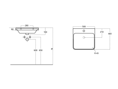 Мебельный умывальник Dreja LUXURY 50 см, белая керамика