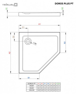Акриловый поддон для душа Radaway Doros Plus PT 100x100x5 белый призма