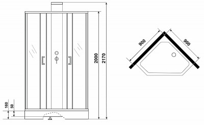 Душевая кабина Grossman Elegans 90x90 GR251D без гидромассажа форма призмы