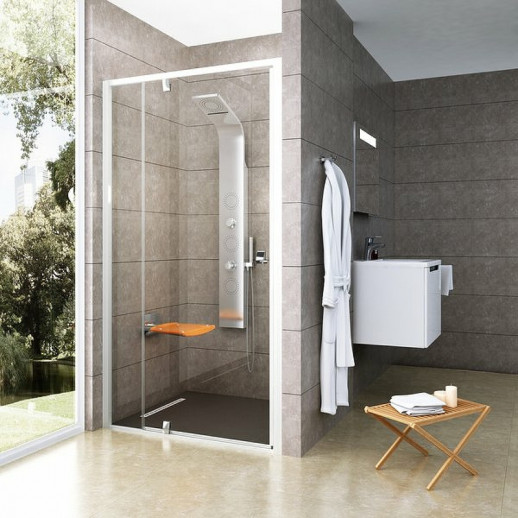 RAVAK Pivot 03GG0100Z1 душевая дверь двухэлементная PDOP2-120, ручки хром, белая/транспарент/стекло