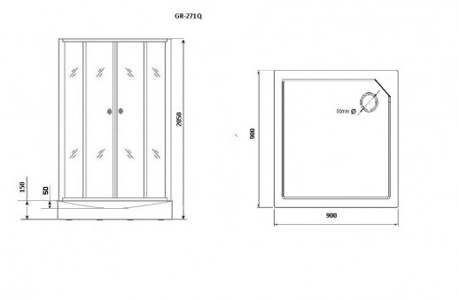 Душевая кабина GROSSMAN GR271QL/R 90x90х205 см низкий поддон