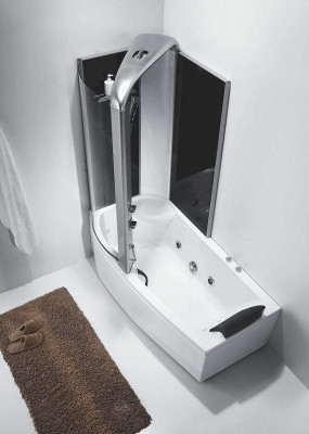 Ванна акриловая со шторкой и душевой системой Orans 170х85 L 9501l00 с гидромассажем прямоугольная