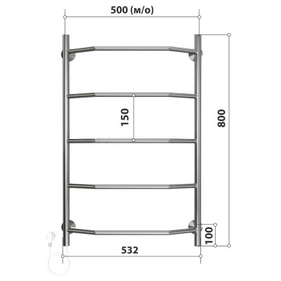 Полотенцесушитель электрический Stelmix 80x50 см, трапеция