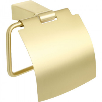 Настенный держатель туалетной бумаги Fixsen Trend Gold FX-99010 с крышкой матовое золото