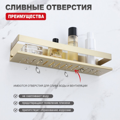 Полка для ванной комнаты Raglo R340.03.03, золотой сатин