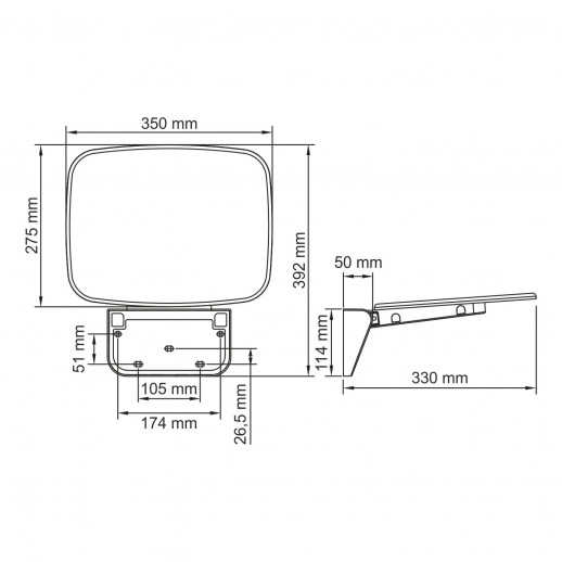 Сиденье для душа 350х330х50 WasserKRAFT (SS402), черный