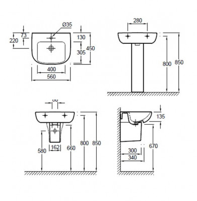 JACOB DELAFON Odeon Up E4737-00 раковина 56 см х 45 см, белая