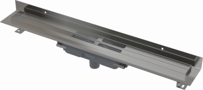 Водоотводящий желоб с порогами для цельной решетки и фиксированным воротником к стене, вертикальный сток AlcaPlast APZ1116-300