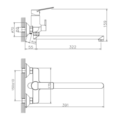 Смеситель для ванны Maretti Viola VA22RF572-D, хром
