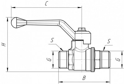 Кран шаровой для газа, ручка-рычаг наруж/наруж. VALFEX STANDART 20, 3/4" (VF.270.LR3.034)