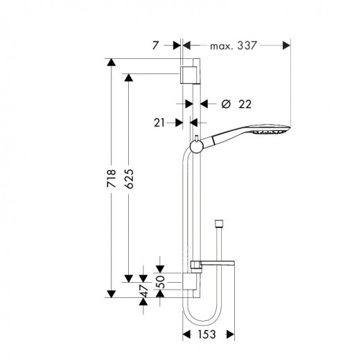 Hansgrohe Raindance Select Е 150 3 jet 27856000 душевой гарнитур 65 см, хром