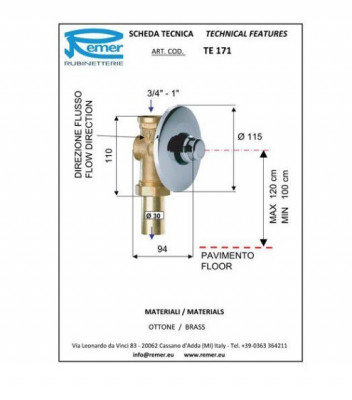 Кран для писсуара REMER RR TE 171 1" для писсуара с таймером, скрытый монтаж