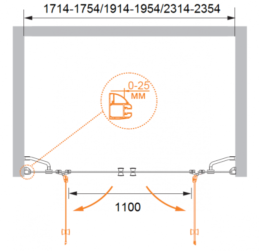 Душевая дверь в нишу CEZARES VERONA-W-B-22-200-C-Cr