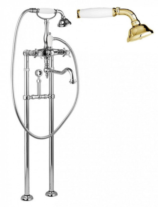 Напольный смеситель для ванны с повор.изливом кронштейном для слива-перелива CEZARES LORD-VDPS2-03/24-Bi