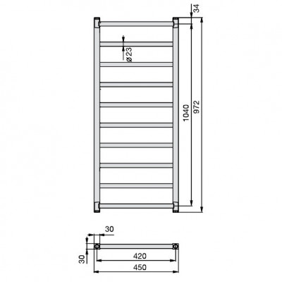 Zehnder Stalox STXI-100-045 полотенцесушитель водяной для ГВС, нержавеющая сталь, 104см х 45см